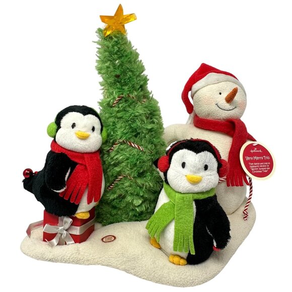 Hallmark Very Merry Trio Animated Snowman Penguins Decoration READ - Picture 1 of 8